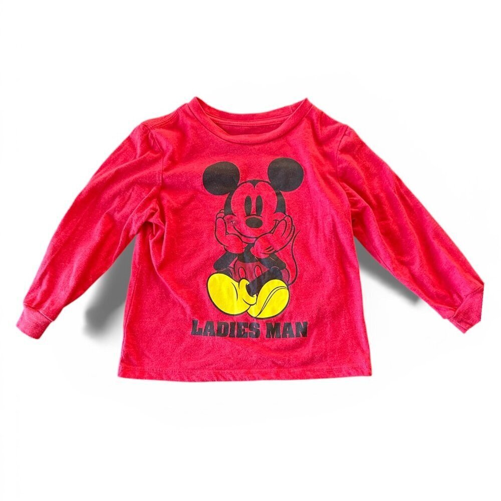 🔥 4 for $20 DEAL 🔥  Disney Mickey Mouse Ladies Man Red Long Sleeve Shirt | 4T